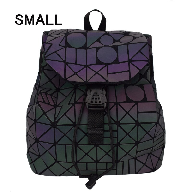 Mochilas luminosas de para mujer, bolso de hombro femenino, mochila de diario para niña, bolso plegable escolar geométrico, bolsos escolares de viaje con holograma: Small B