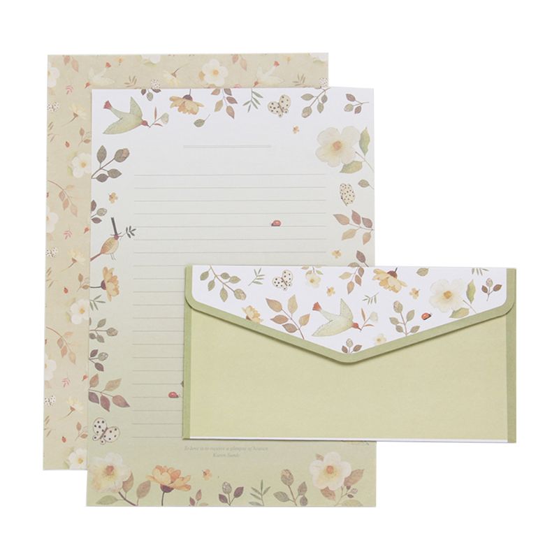 Beautiful Letter Paper Envelope Floral Cute Cartoon Set Letterhead Small Fresh: 07
