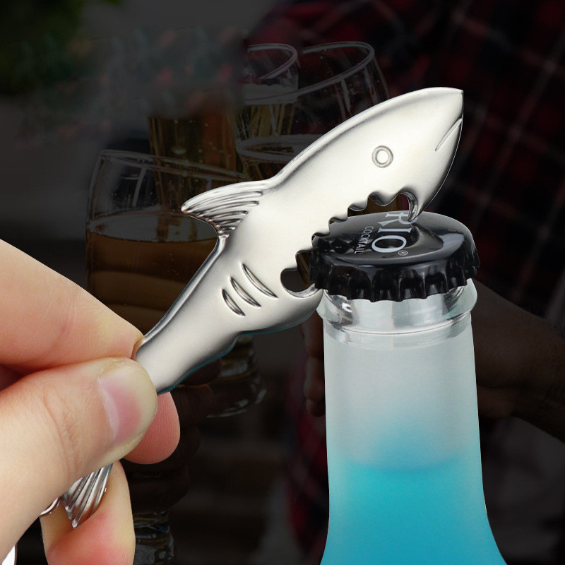 Beer Cap Lifter Metal Beer Keychain Bottle Opener Shark/Guitar Style Kitchen Accessories Wedding Party Favor