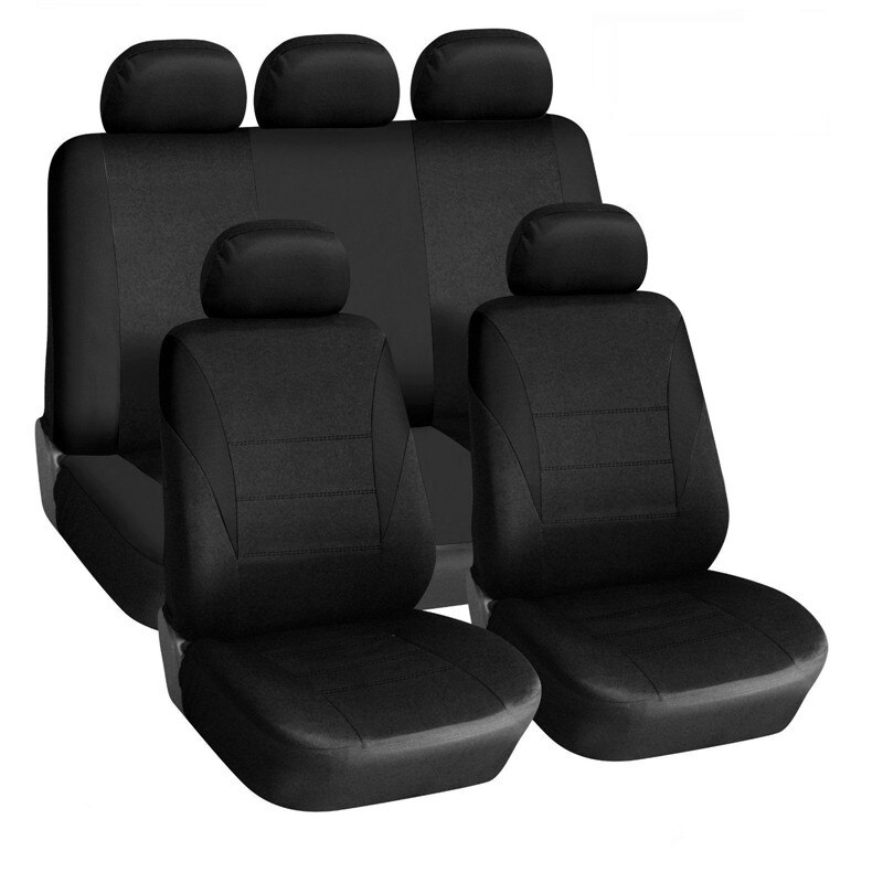 Ensemble universel d'housses de siège de voiture, pour la plupart des voitures, protection pour siège de voiture, avec des détails de piste: 5 seats black