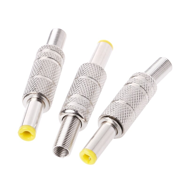 Connettore adattatore Jack maschio di alimentazione cc 5.5x2.1mm in metallo 5 pezzi con testa gialla