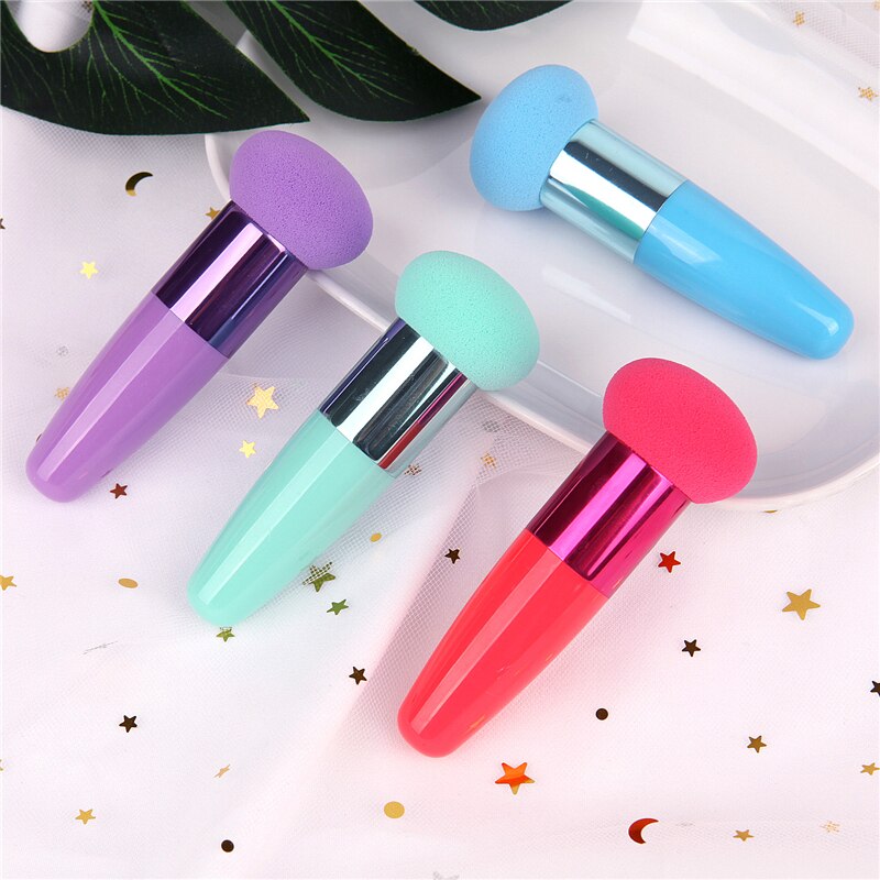 4 Colors Round Mushroom Sponge Puff Stick Rods Chubby Makeup Brushes Foundation Powder Brush Face Cosmetic brochas maquillaje