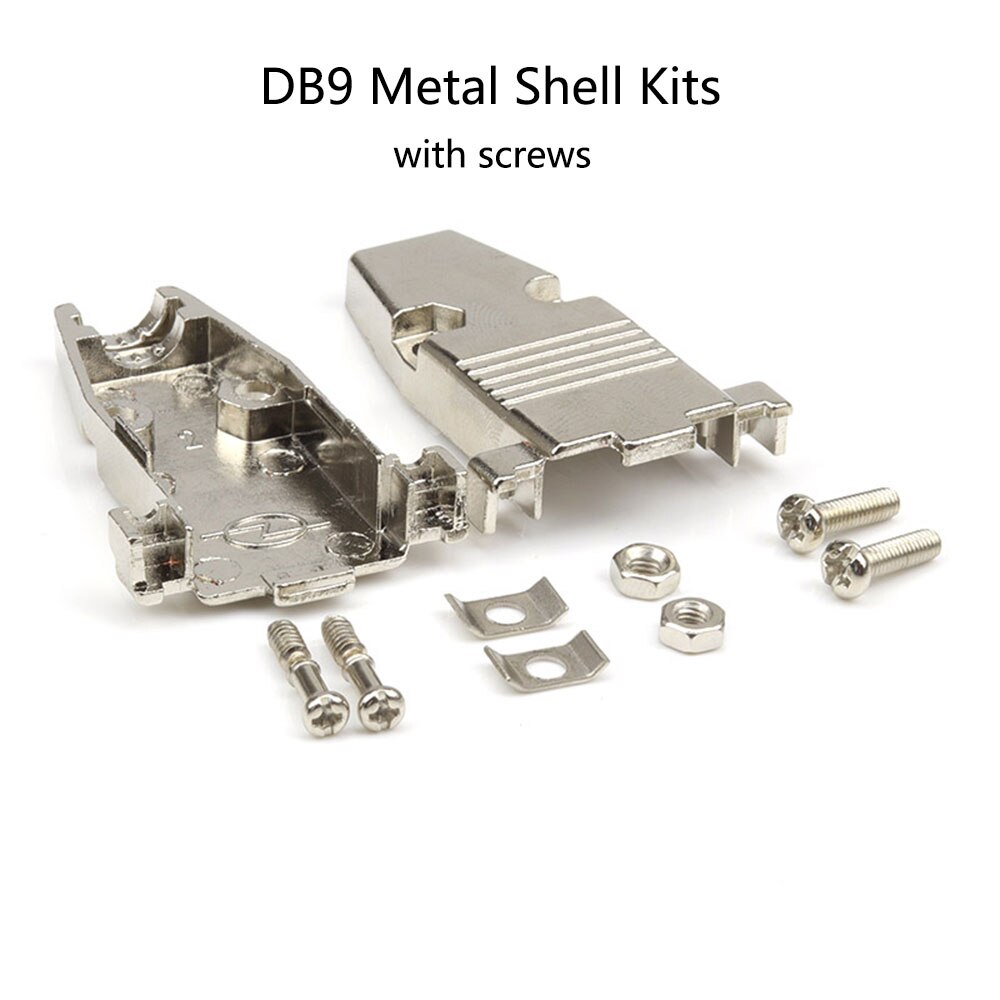 DB9 Vrouwelijke Socket Metalen Shell Kit met Ponsen Naalden Voormalige Klinknagel Noten RS232 9 Pin Seriële Connector RS485 RS422 COM adapters
