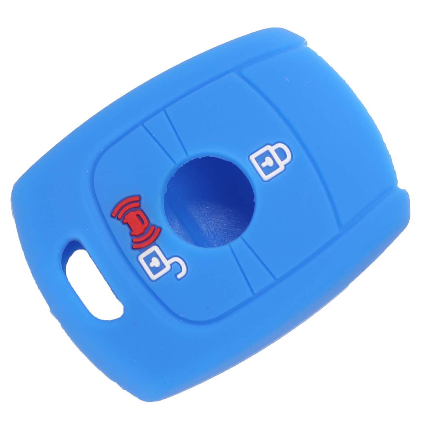 Jingyuqin 2- knops afstandsbediening sleutel siliconen hoesje voor ssangyong actyon kyron rexton korando auto styling rubberen sleutels hoes: Donkerblauw