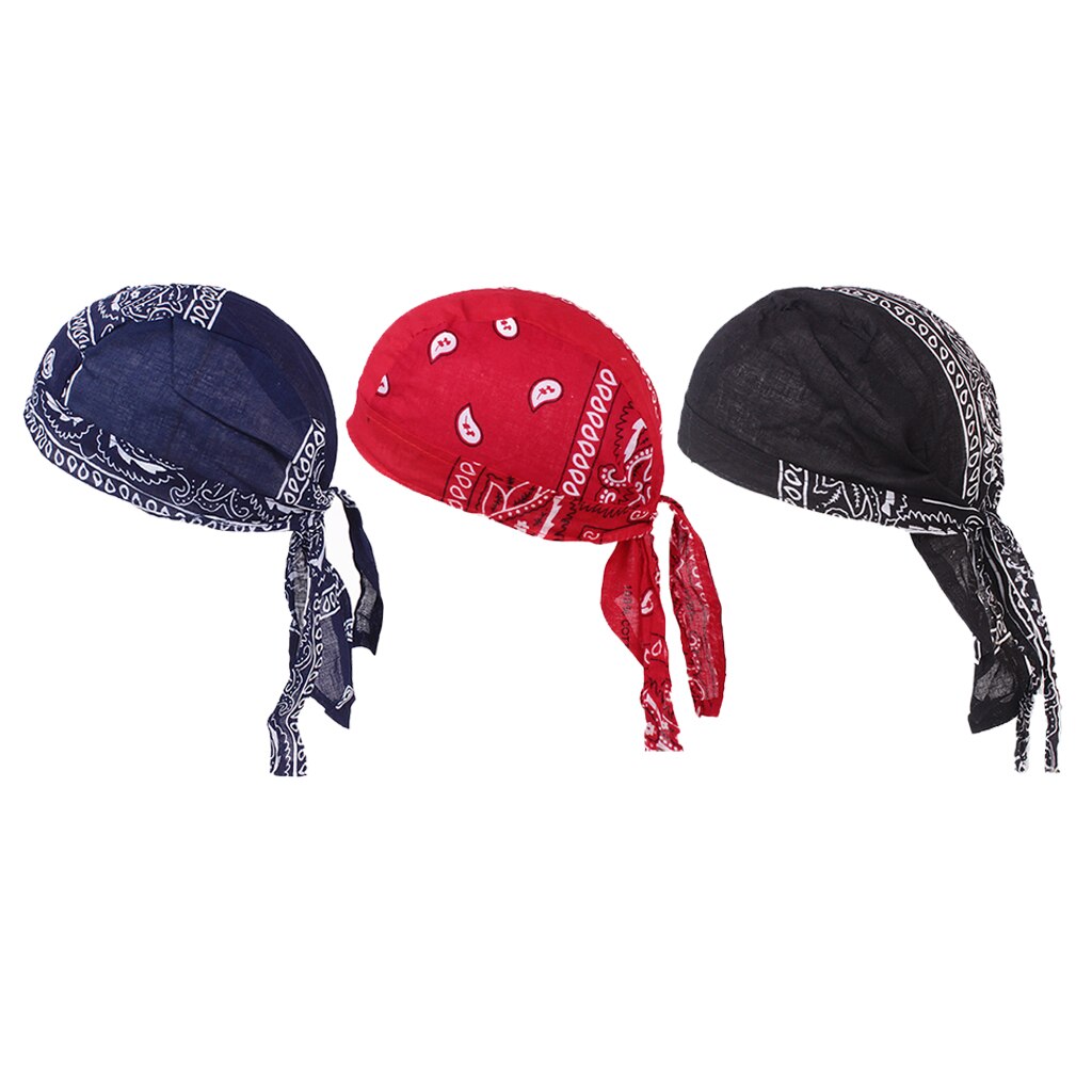 3Pcs Unisex Bandana Hoed 100% Katoen Unisex Durag Print Cap Ademend Chemo Tulband Mode Headwrap Hoofddeksels Pirate Head Sjaal: Type 3