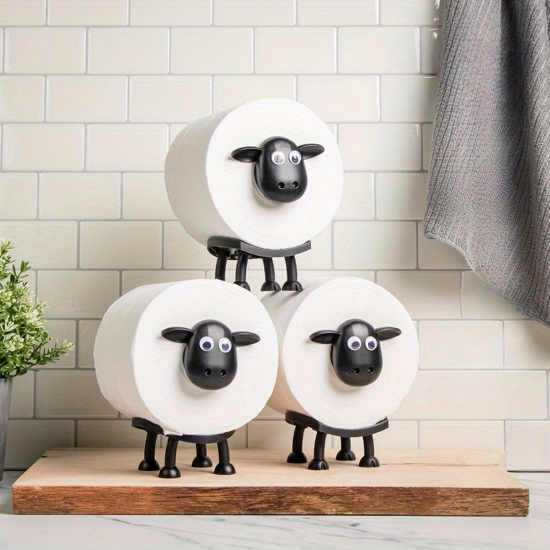 Sheep Toilet Roll Holder - Funny Toilet Paper Holder Free Standing Bathroom Set - 3D Printed Black Sheep Loo Roll Holder