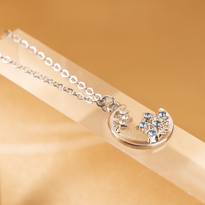 Muzhi Mode Eenvoudige Sneeuwvlok Maan Hanger Ketting Voor Vrouwen Titanium Stalen Ketting Zirkoon Ketting Vrouwelijke Bruiloft Sieraden: silver