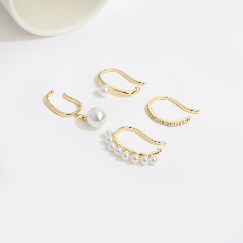 Lifefontier-pendientes redondos de perlas de imitación para mujer, aretes pequeños a la , sin Piercing, de joyería para boda