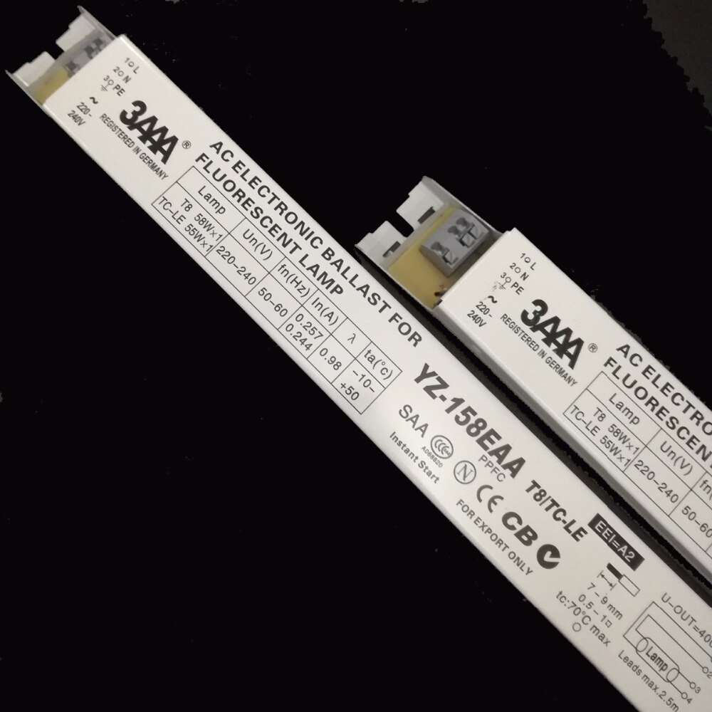 3AAA YZ-158EAA 55-60W 220-240V Standard ECG Instant Start AC Electronic Ballast for T8 58W*1 TC-LE 55W*1 Fluorescent Lamp