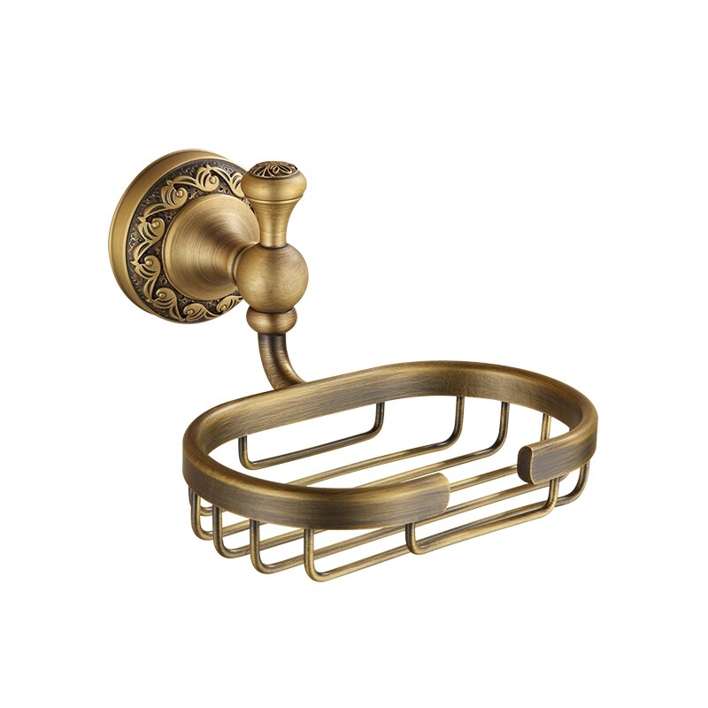 700Brass Soap Dish, Bathroom Shower Soap Holder, Vanity Wire Storage Basket, Wall Mount / Free Standing, Antique Brass Color