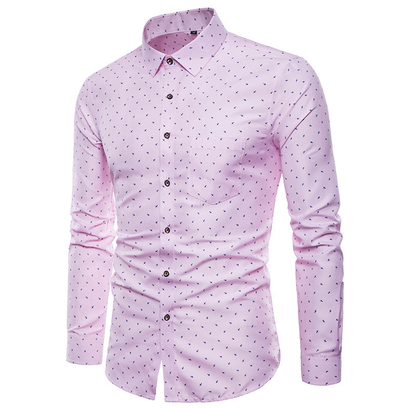 Mannen Print Shirts Lange Mouwen Slim Fit Man Casual Tops Voor Lente M-5XL FEA889