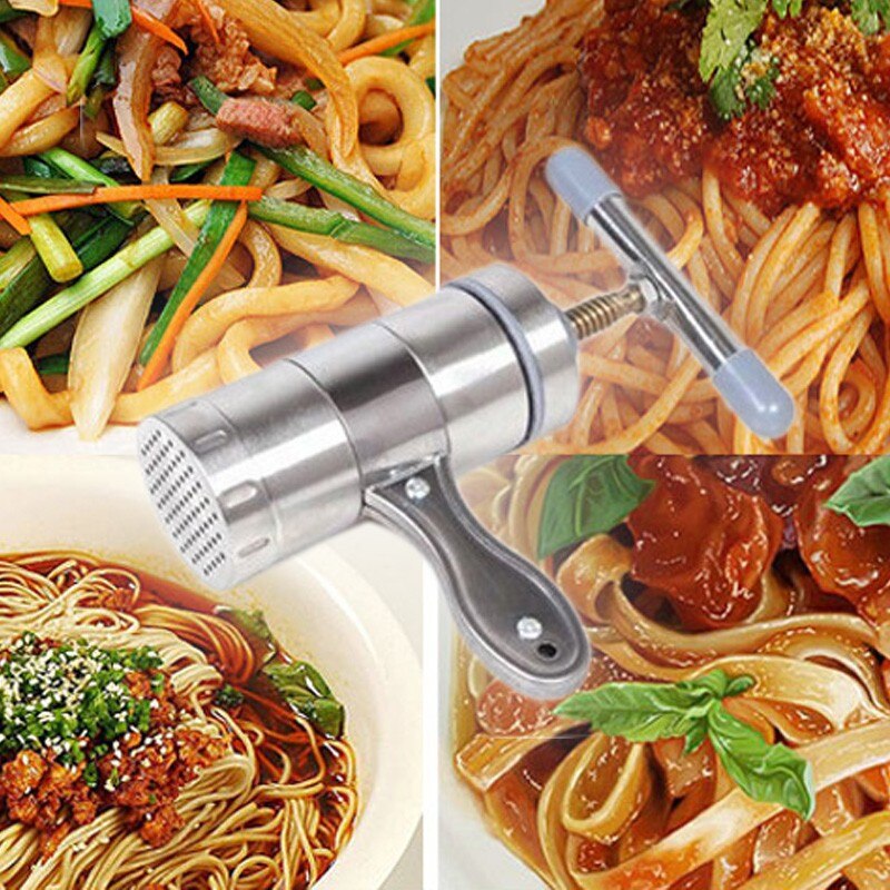 Máquina de fideos de Pasta de Fabricante de fideos de acero inoxidable, máquina de prensado de fideos de 5 modos hecha a mano, Para Hacer fideos, prensa de frutas
