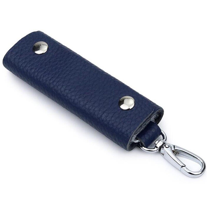 Mannen Sleutelhouder Huishoudster Lederen Auto Key Portemonnees Keys Organizer Vrouwen Sleutelhanger Covers Zipper Key Case Bag Unisex Pouch Purse: Blue B