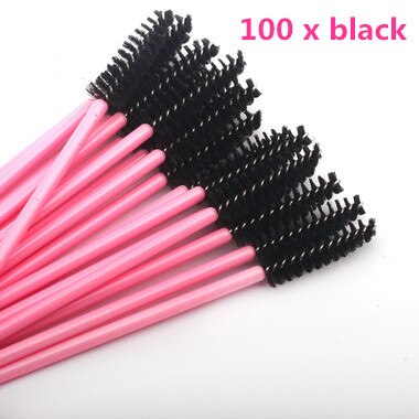 50/100 PIÈCES Cils Brosse Faux Cils Brosse Mascara Cils Maquillage Brosse Mascara Pinceaux Jetables pour 3D Volume Cils: 100pcs Pink-Black