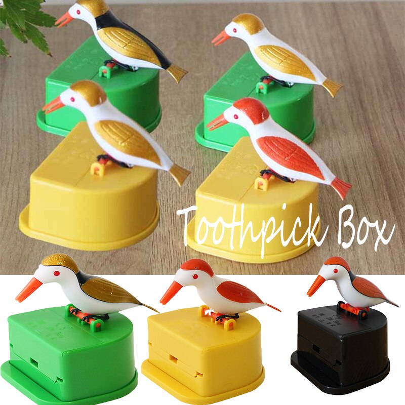 Bird Toothpick Box Plastic Cartoon Automatic Animal Toothpick Dispenser Personality Living Room Kitchen Tooth Sign Barrel Love