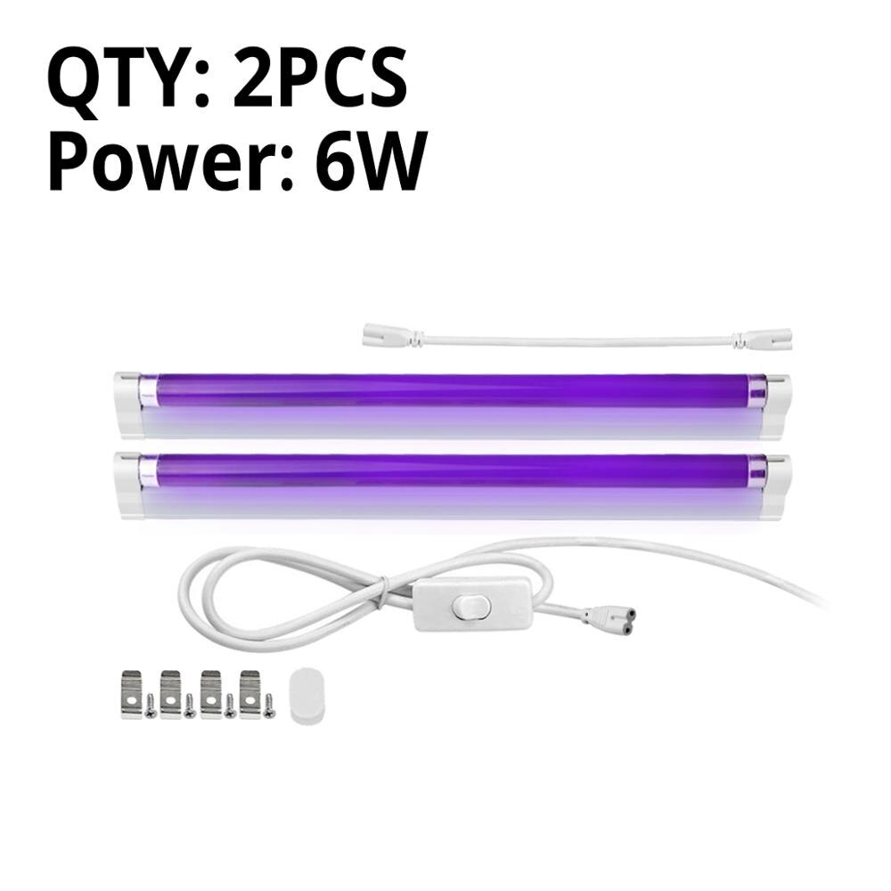 6W8W Blacklight Buis T5 Ultraviolet Lamp Uva 365nm Blauw Uv Licht Bar Lamp 110V 220V Tl Cfl Violet lamp Detectie Podium: 2Pcs 6W With Plug / 220V EU