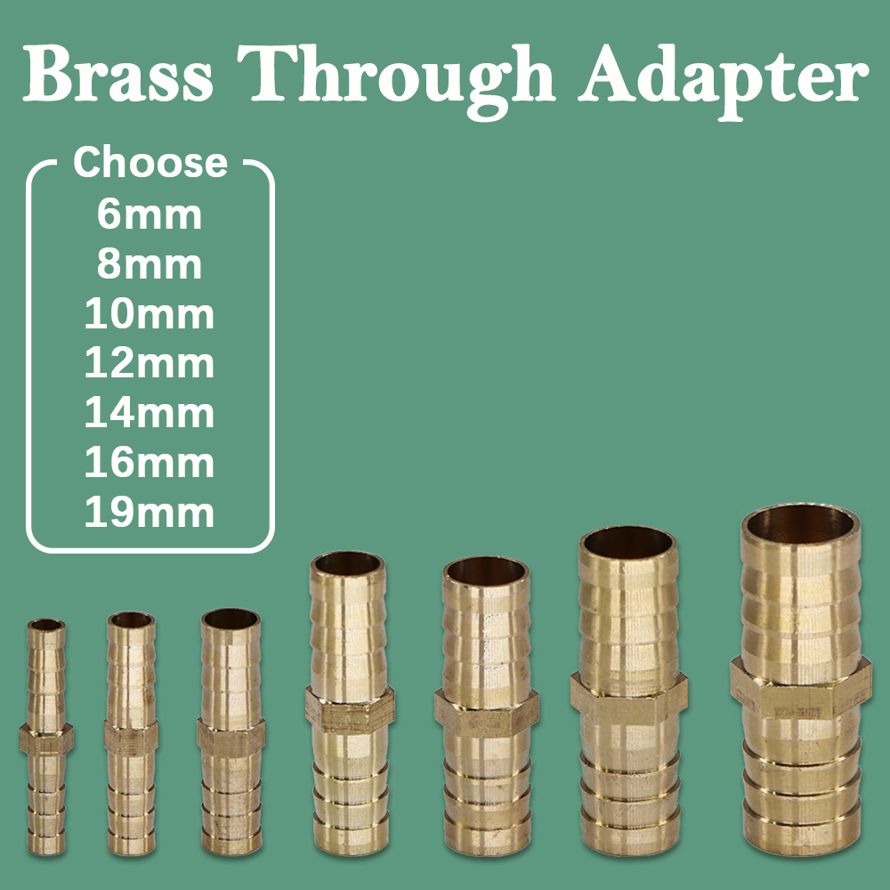 6-19mm Brass Hose Adapter Tube Fitting Barb Connect Repair Irrigation Pipe Coupling Joint Garden Watering Copper Accessories