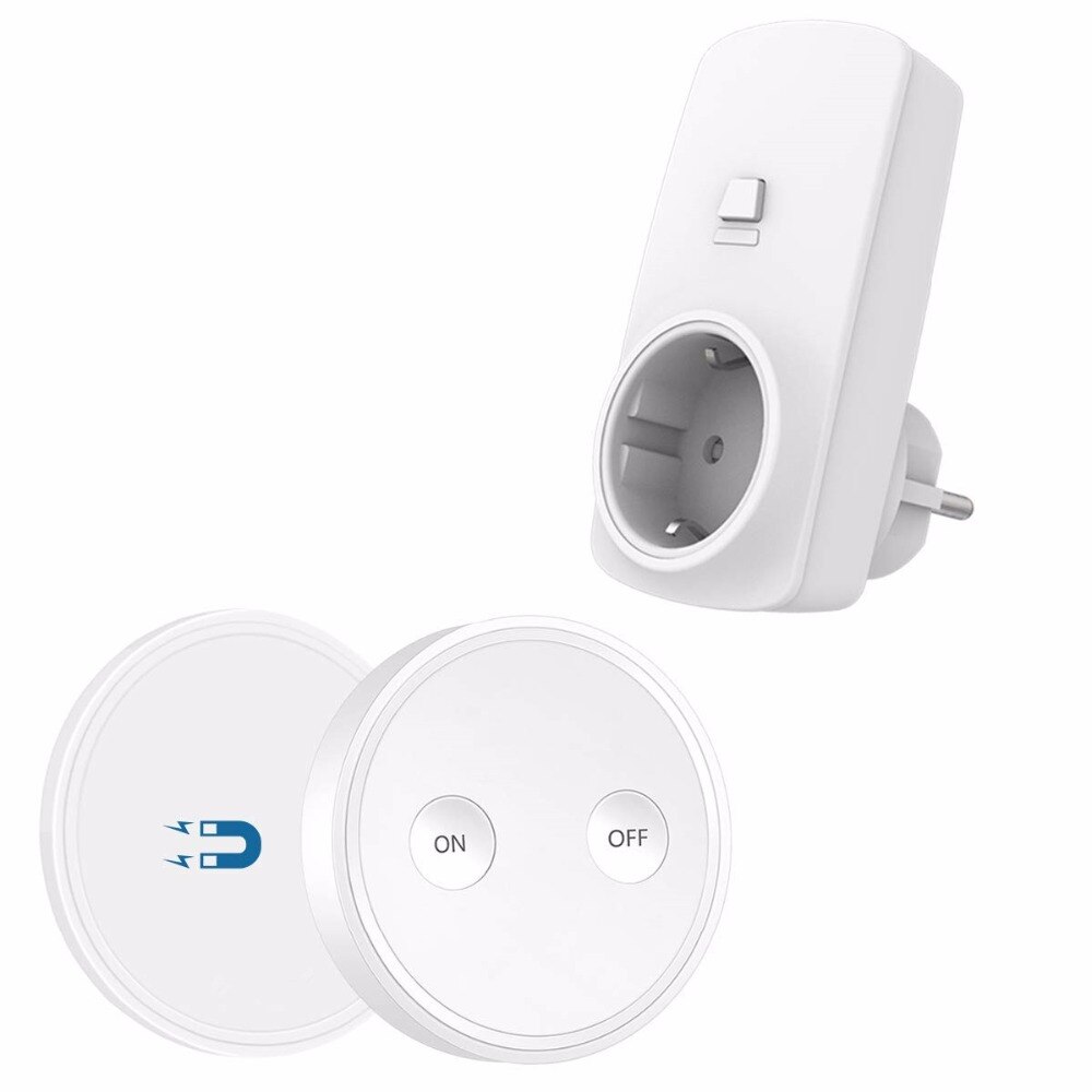 Wireless Socket Kit, EU Plug and MINI Wireless Switch, Mountable or Portable, Remote Control Device Outlet up to 30m: 1 switch and 1 plug