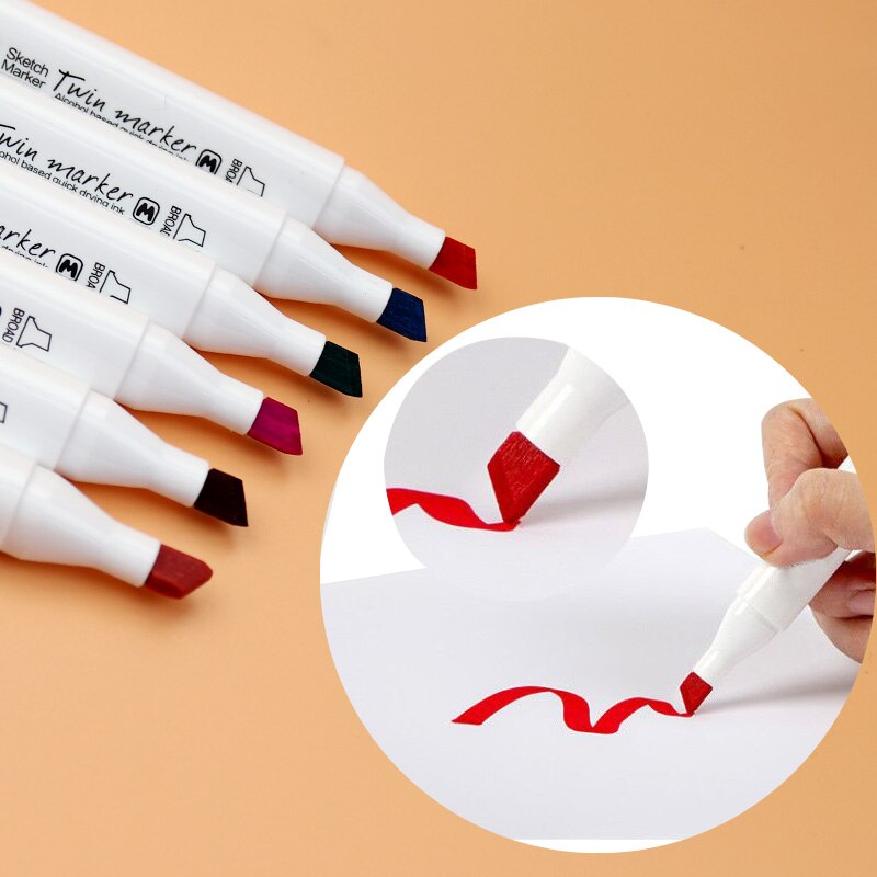 MOKEELO Markers Double Heads Triangle Pen Set 12/18/24/36/48 Colors Painting Marker Student Anime Hand-painted Color Pens 895