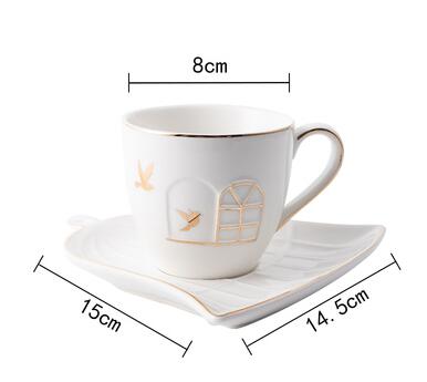 160ml lelgant kaffee tasse mit untertasse Gold Inlay elch hirsche vöGel tassen: C