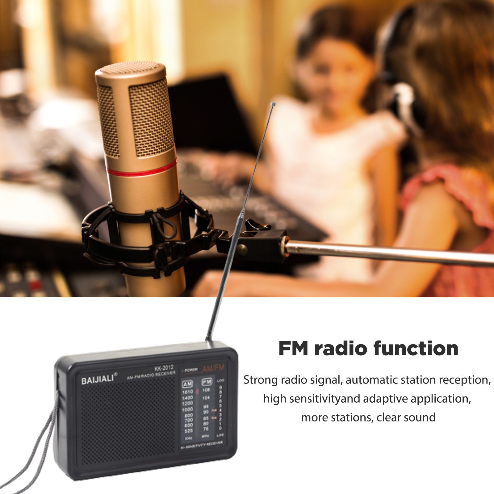 Mini fm-radiovastaanotin ladattava kokoaaltokaistan monitoimiradio teleskooppiantenni sisäänrakennettu kaiutin retkeilyyn