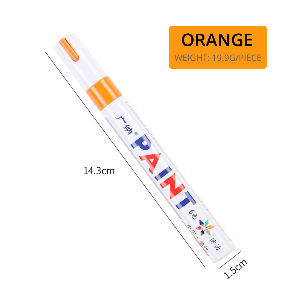 1pcs White Waterproof Cars Wheel Tire Oily Mark Pen Auto Rubber Tyre Paint Pen Cd Metal Permanent Paint Marker Graffiti Touch Up: Orange