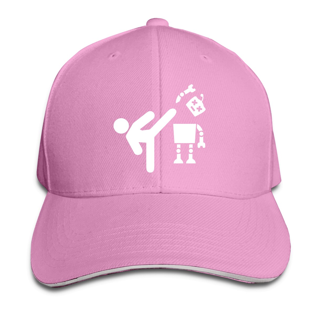 Robot, sombreros divertidos, gorras para hombres y mujeres, gorras de pico de pato, gorras de béisbol para automóvil, gorras ajustables de Snapback hip-hop unisex: Rosa