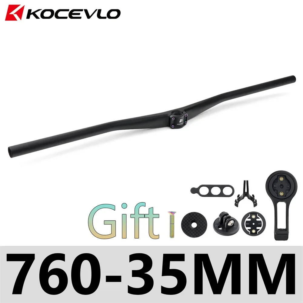 KOCEVLO Manillar integrado de bicicleta de cross AM de fibra de carbono, manillar XC para bicicleta de montaña MTB con soporte para computadora, mango de bicicleta de 800 mm: YELLOW