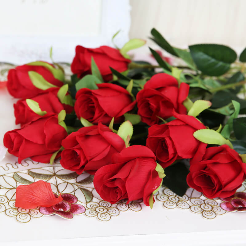 10 pc/ set 50 cm champagne ros blommor bunt röda rosor konstgjord blombukett bröllop bord dekor heminredning