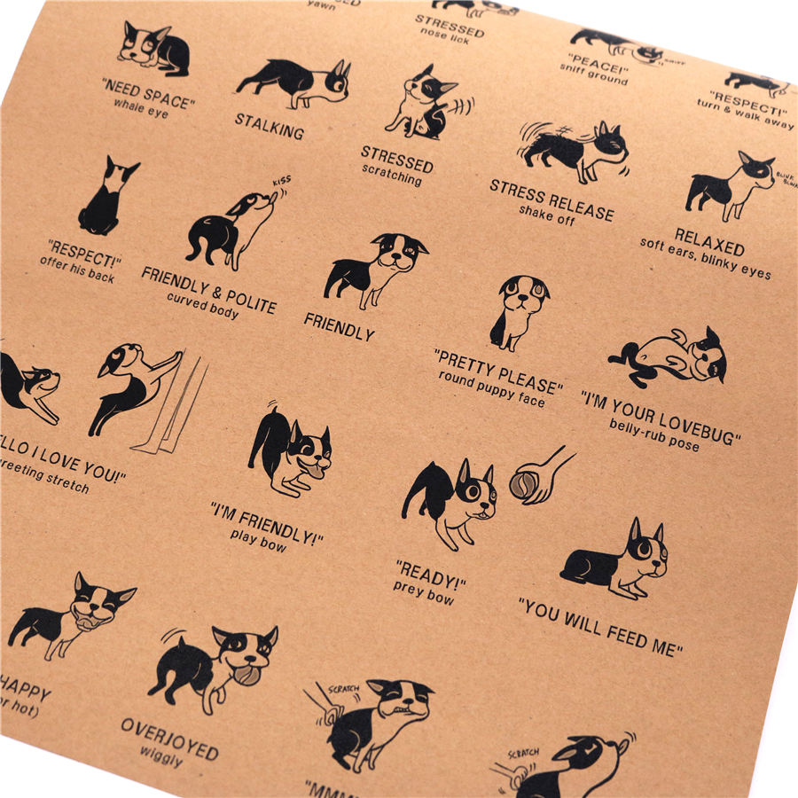 Hund doggle udtryk vintage kraftpapir plakat retro bar cafe dyrehandel dekoration hjem maleri 45.5 x 31.5cm