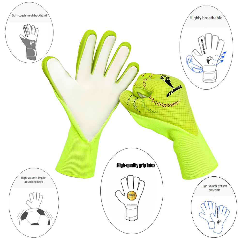 Professionelle Fußball-Torwarthandschuhe, Latex, verdickter Schutz, Erwachsene, Kinder, Torwart, Kinder, Teenager, Torwart-Fußballhandschuhe