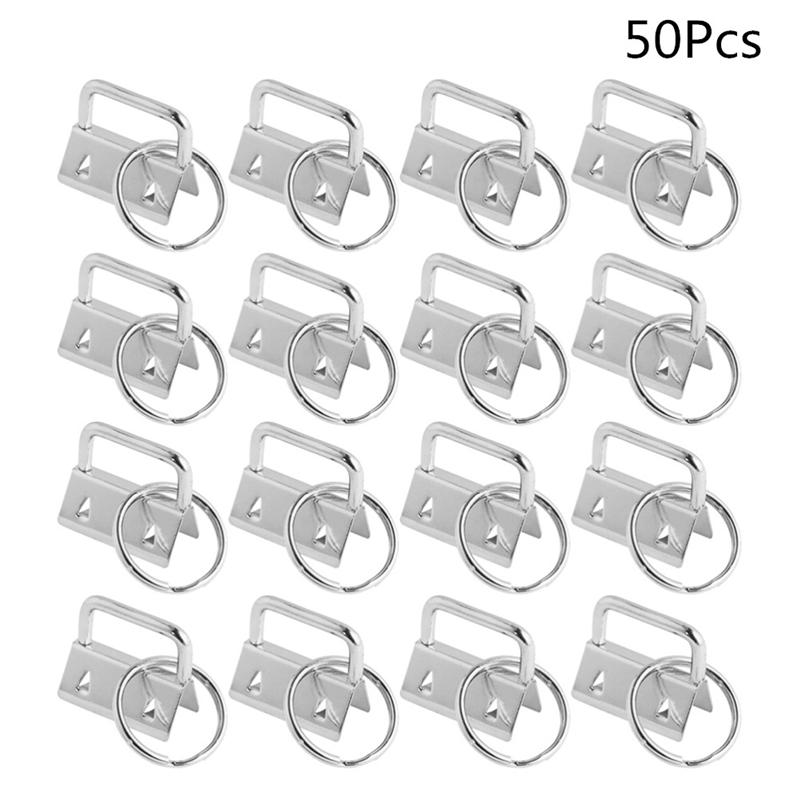 25/50Pcs DIY Stoff Hardware Schlüssel Kette Fob Armband Hardware mit Schlüssel Ring für Lanyard Gepäck Strap Zubehör (25mm, silber): 50Pcs Silver