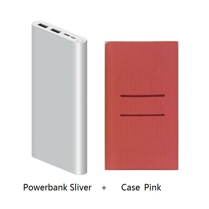 Xiaomi Mi Power Bank 3 10000 mAh External Battery portable charging Quick Charge 10000mAh Powerbank Supports 18W Charging: Silver Add Pink