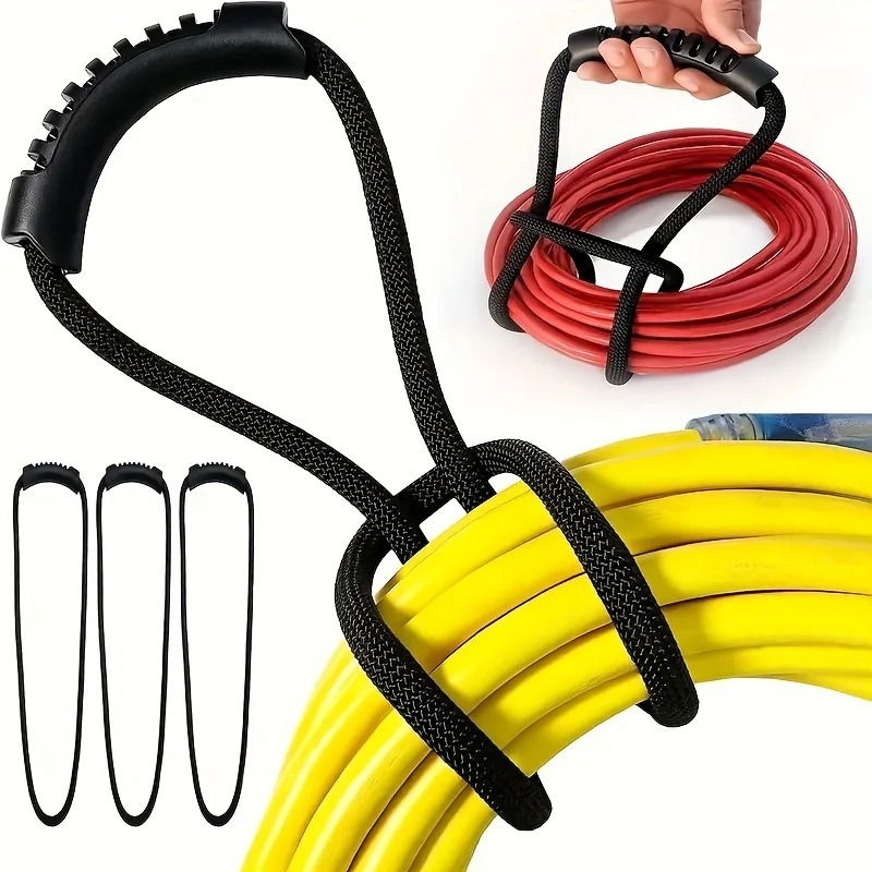 Storage Strap Heavy-Duty Hook and Loop Cord Carrying Strap Hanger and Organizer with Handle for Pool Hoses Garden Hoses Cables