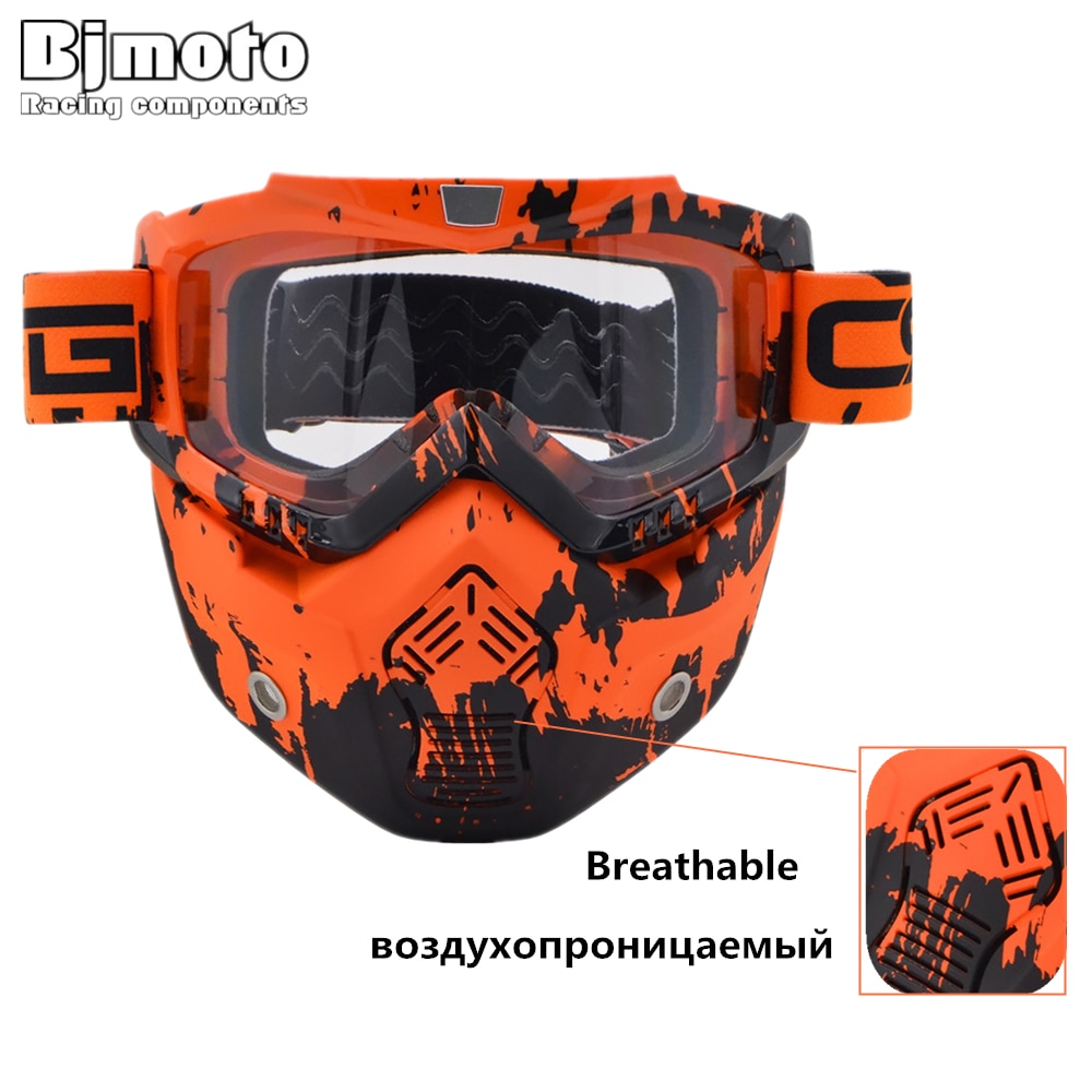 Máscara de casco facial Vintage, gafas desmontables para Motocross, Scooter, Jet, máscara, gafas de sol, esquí, Skate
