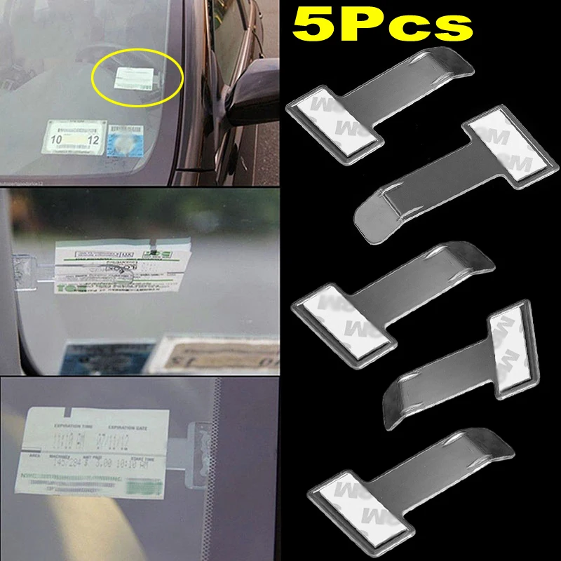 Car Styling Parking Ticket Holder Fastener Card Holder Invoice Receipt Mounting Fastener Plastic Organizer Windshield Sticker