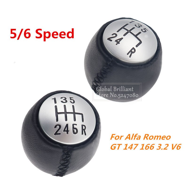 5 6 prędkość samochodu automatyczny gałka zmiany biegów PU skóra dźwignia zmiany biegów piłka ręczna okrągły 55347088 dla alfa romeo gt 147 166 3.2 V6