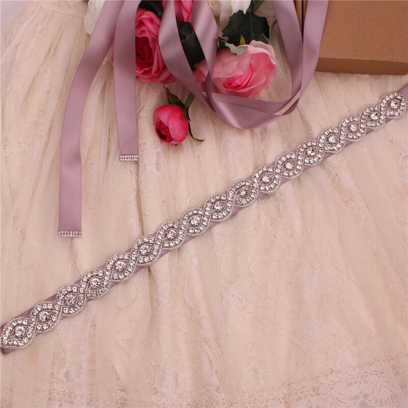 Steentjes Trouwjurk Riem Sliver Crystal Bridal Sash Diamant Bruids Riem Voor Vrouwen Jurken: dark purple