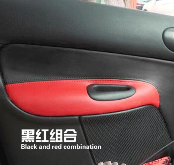 4 stuks microvezel voor- en achterdeurpanelen armsteun lederen hoes beschermlijst voor peugeot 206 207 / citroen  c2: Rood