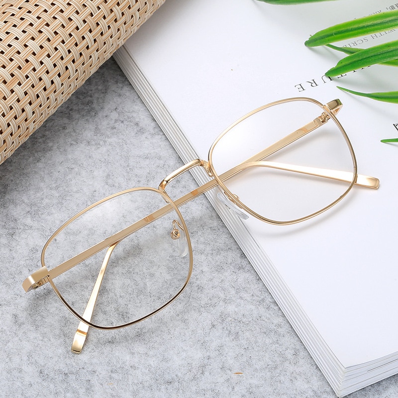 gafas con montura metálica clásicas Retro elegantes para mujer, gafas de de , gafas cuadradas Unisex transparentes