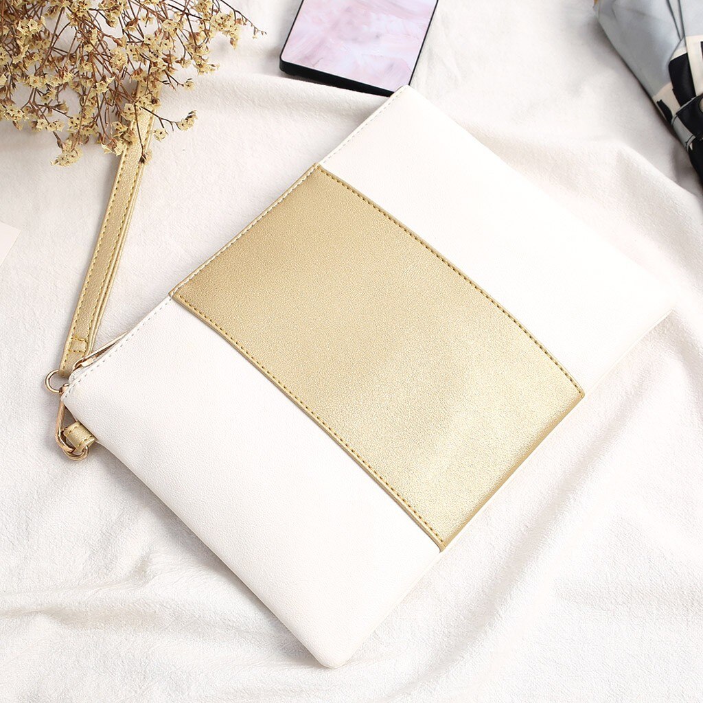 Tas Voor Vrouwen Wit Zwart Stiksels Contrast Kleur Clutch Envelop Clutch Bag Luxe Leather Сумки Для Женщин # T1P: White