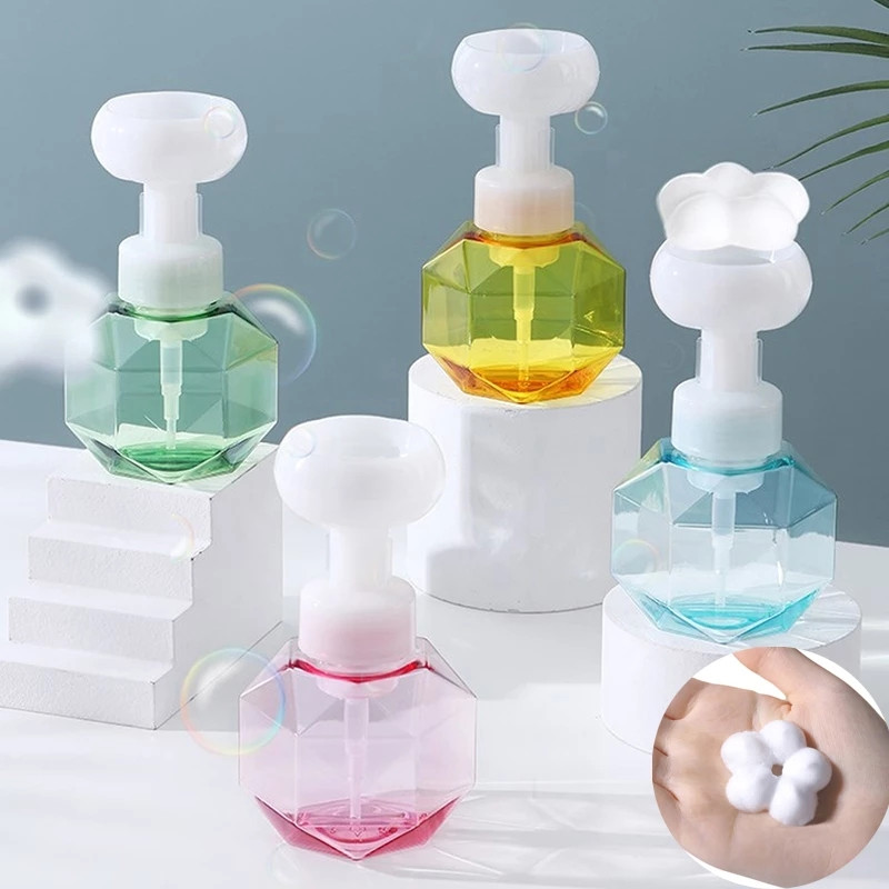 Flower Liquid Soap Dispenser Stamp Hand Soap Pump Bottle Floral Foam Bubbler Handsoup Plastic Bathroom Trip Travel Storage Jar