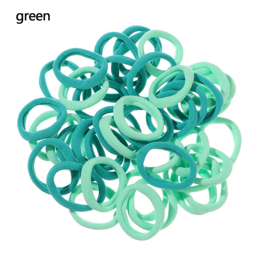 50pcs No-damage Hair Ropes Mini Elastic Rubber Hair Bands for Women Seamless Hair Ties Ponytail Holders Hair Accessories: green 1