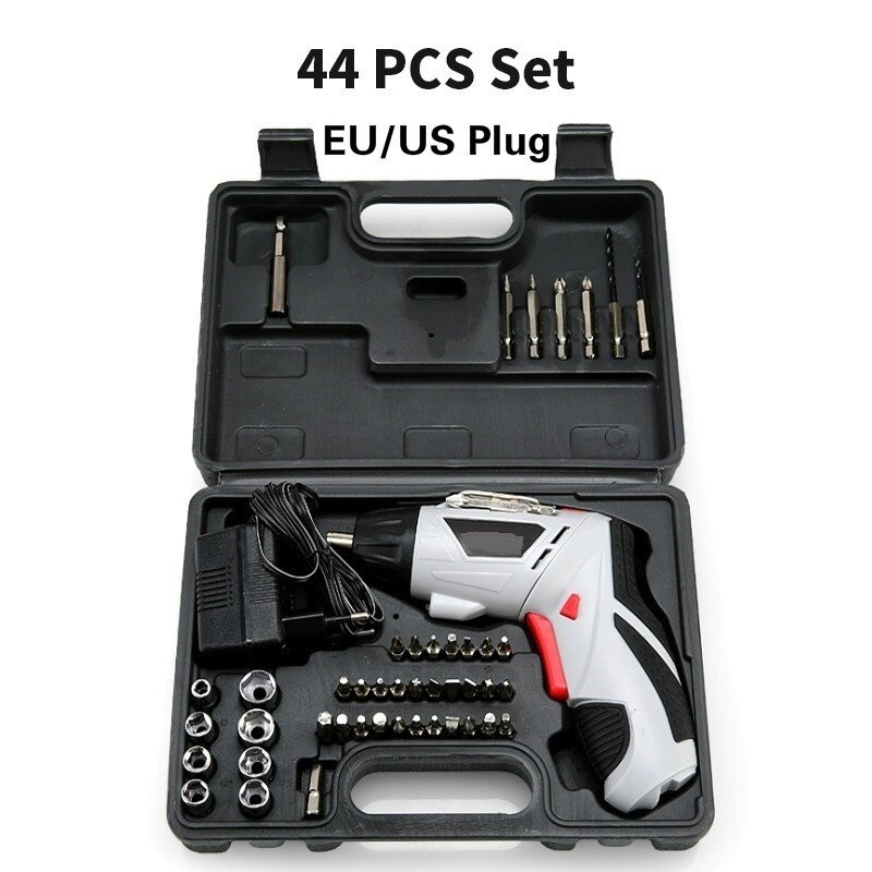 7/44 stuks mini handzame verstelbare elektrische schroevendraaier mini draadloze dremel multifunctionele doe-het-zelf elektrische gereedschappen: Set van 44 stuks (eu-stekker)