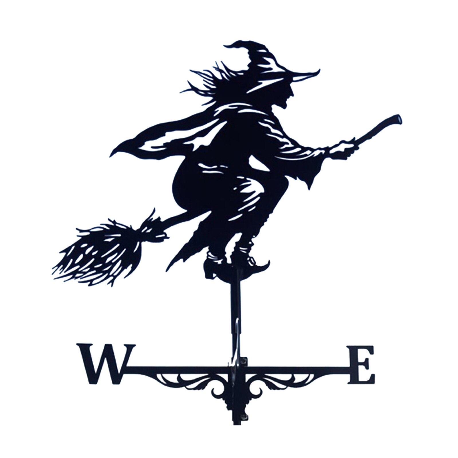 Iron Witch Shape Weathervane Fence Mount Weather Vane Garden 30'' Tall