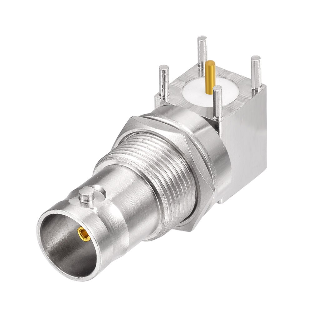 Superbat 75 Ohm BNC Right Angle Bulkhead PCB Mount Female RF Coaxial Connector