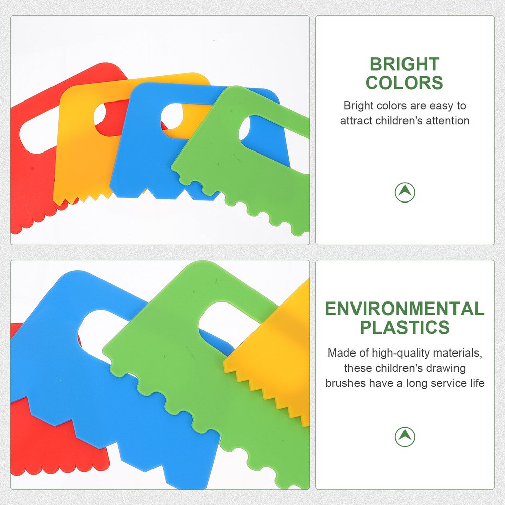 4Pcs Children Painting Scraping Brushes DIY Painting Brushes Line Scrapers: Default Title