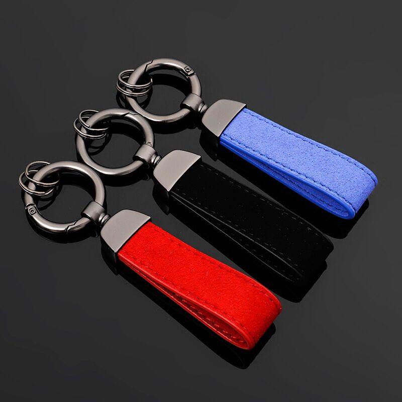 LLavero de cuero de ante para Mercedes Benz, llaveros de lujo con hebilla circular de cuero, rojo, azul y negro, para el coche