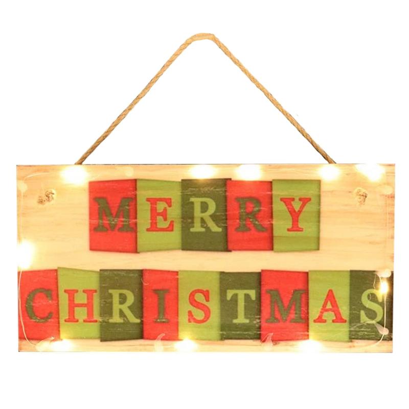 Lysende tre dør hengende skilt juletre ornament tre Gud jul skilt tre dør vegg hengende ornament bord: C