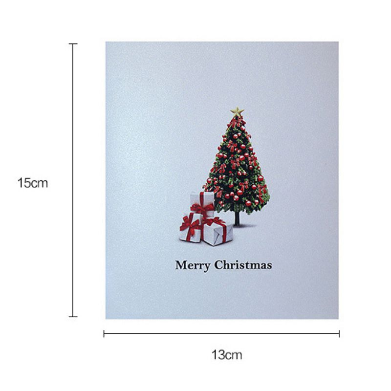 Christmas Folding Greeting Card With Small Postcard And Envelope 3D Popup Card Unique Winter Festival Invitation Cards: C